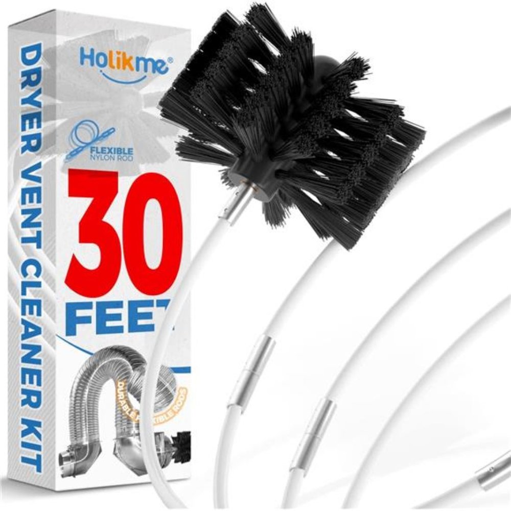 30 Feet Dryer Vent Cleaner Kit, Flexible Lint Brush with Drill Attachment